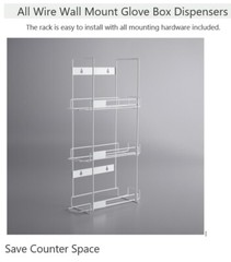 3-Tier Glove Box Holder White Wire Wall-Mount Saves Counter Space