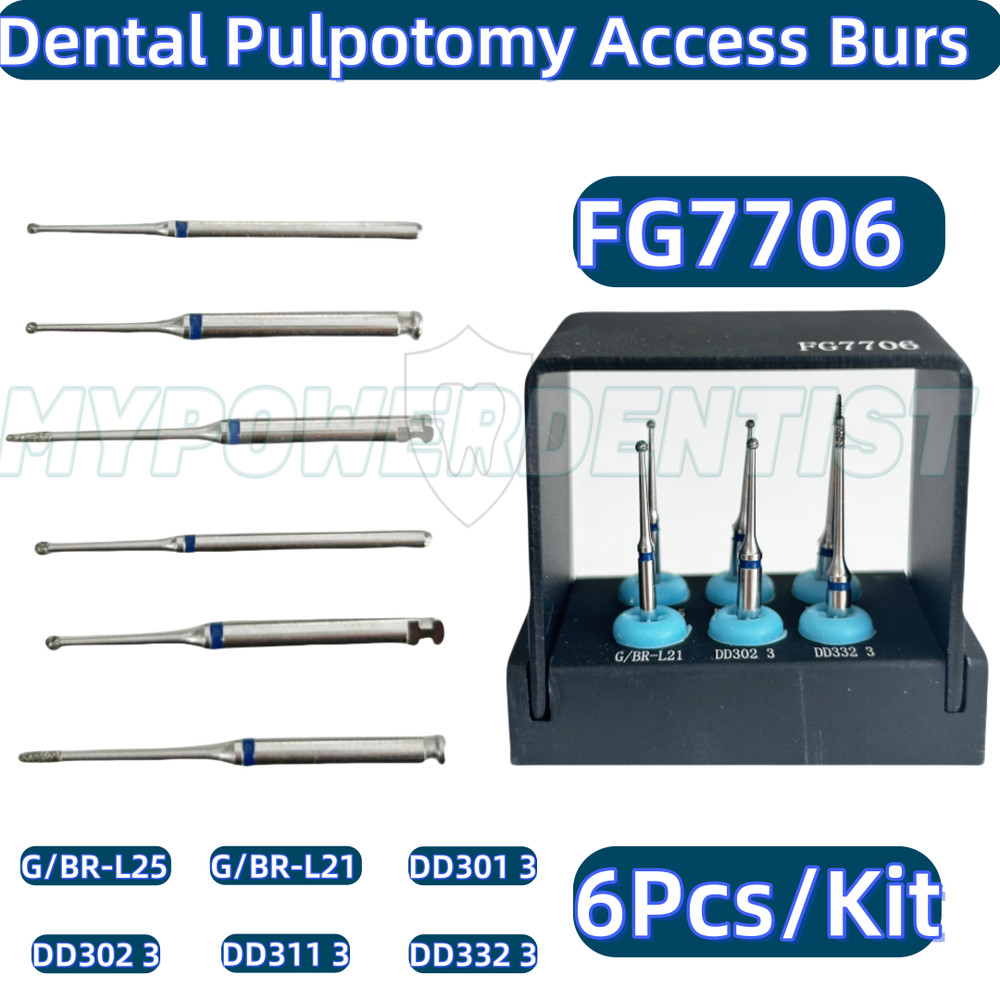 FG77006 Dental Pulpotomy Access Open Pulp Cavity Burs Less Invasive 6Pcs/Kit