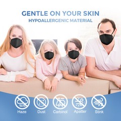 50/100Pcs Black KN95 Face Mask 5 Layer BFE 95% Disposable Respirator USA Seller