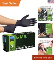 Disposable Black Nitrile Gloves – 6 Mil with Strong Grip, Latex Free (1000 Pack)