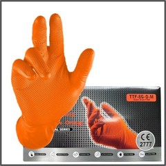 Black/Orange Nitrile Disposable Gloves 8 Mil Raised Diamond Texture | Fast Ship