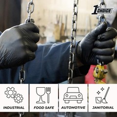 6 Mil Black Nitrile Gloves – Heavy Duty, Latex-Free, for Mechanics & Cleaning