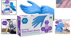 Disposable Blue Nitrile/Vinyl Blend Gloves – Powder-Free, Latex-Free, 100 Count