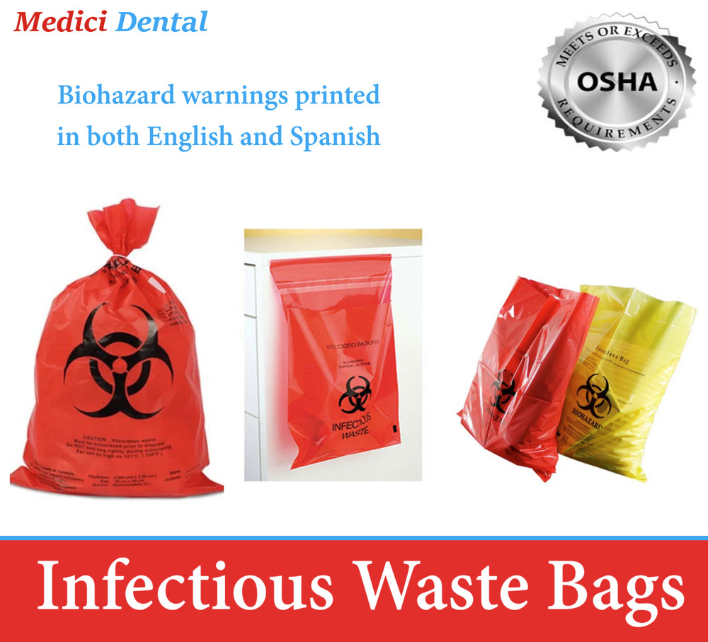 BIOHAZARD Infectious Waste Bags Red Adhesive Bag, 5 Size, Meets OSHA requirement