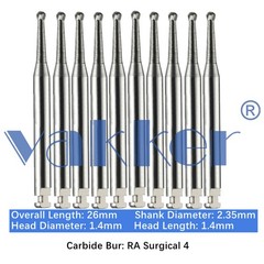 10/Pk Dental Tungsten Surgical Carbide Burs Latch Type RA SURG 2 4 6 8 Low Speed