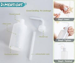 Tattoo Wash Bottle Squeeze 3Pcs 250ml Squirt Bottle Succulent 3*250ml White