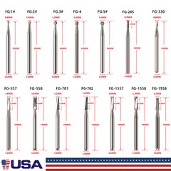 Dental Tungsten Carbide Burs Round Pear FG 557 330 For High Speed Handpiece 19mm