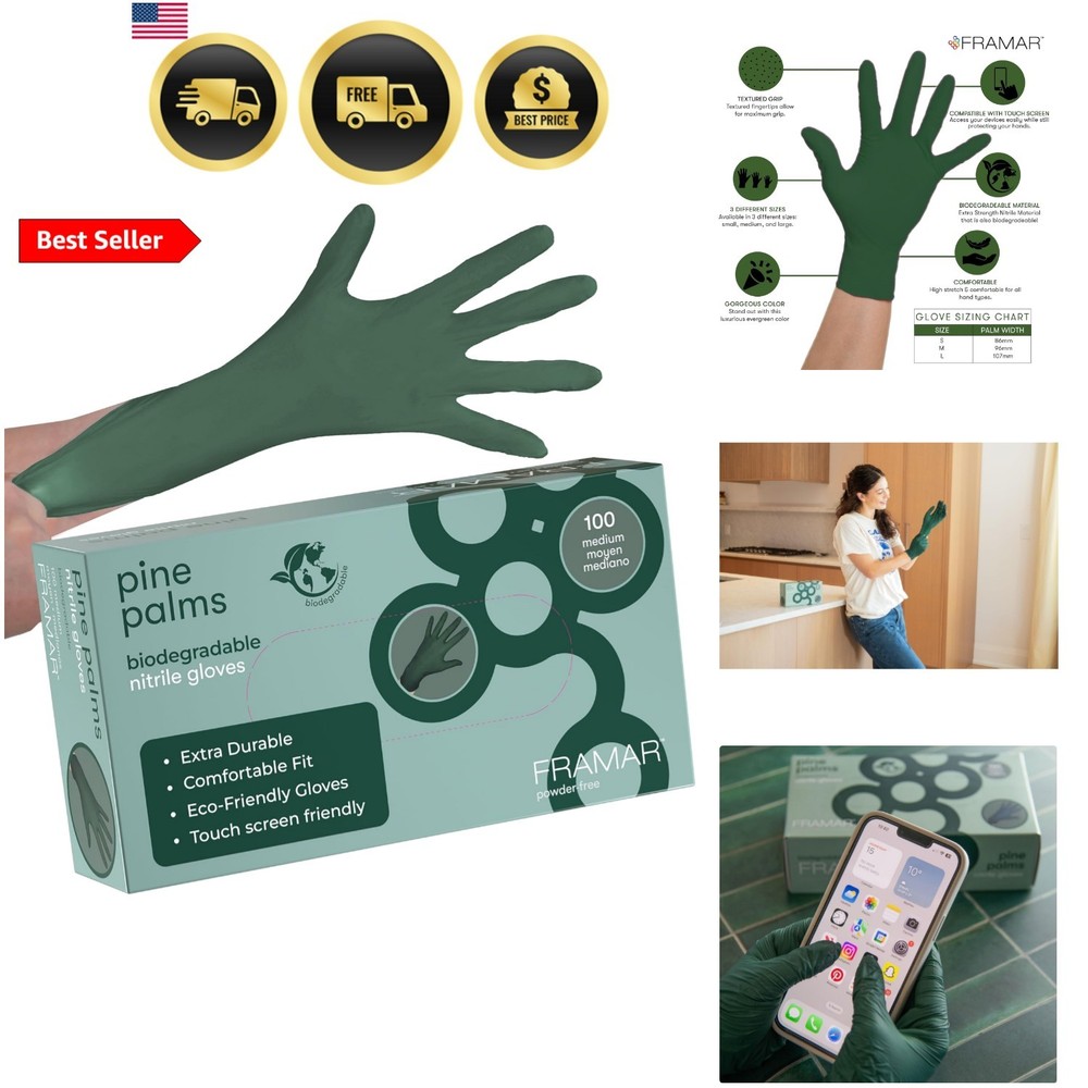 Green Gloves Disposable Latex Free – Heavy Duty Nitrile Gloves Medium, Dispos…