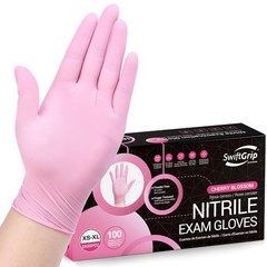 Pink Nitrile Gloves, 3-mil, Industrial Gloves Disposable Latex Free, Cleaning