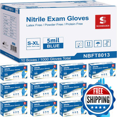 Schneider Nitrile Exam Gloves 5 Mil Blue Latex-Free Powder-Free Disposable