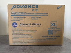 Advance IF35 Powder Free Blue Nitrile Gloves, Size Extra Large, Case of 10 Boxes