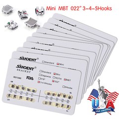 SANDENT Dental Ortho Metal Brackets Mini Roth/MBT022 Hooks 3/3-4-5 /4 Sizes SA
