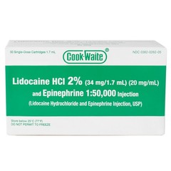 Cook-Waite Green/Red 50 cartridges w/Epinephrine 1:100000 HCl 2% Injectable