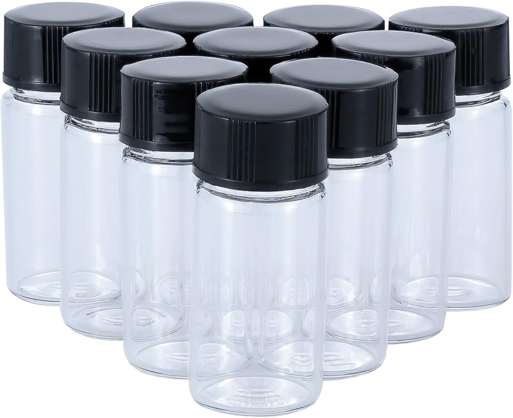 5Ml(1/6 Oz) Mini Clear Glass Vials with Plastic Screw Caps for Travel Jewelry Cr