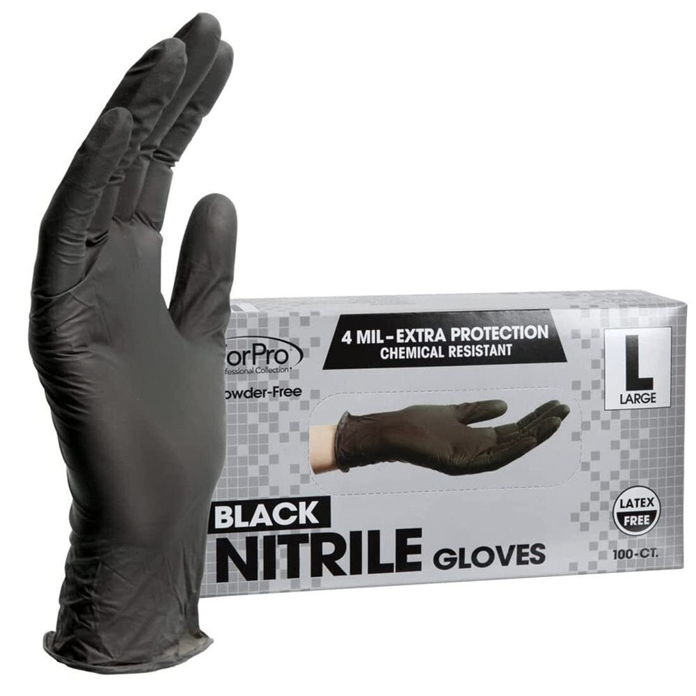 Large Pack Of 100 Black Nitrile Gloves Disposable Food Safe Powder Free