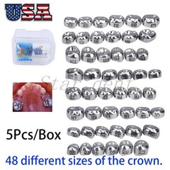 Dental Kids Primary Molar Crowns Stainless Steel Pediatric crown 48 Sizes USA