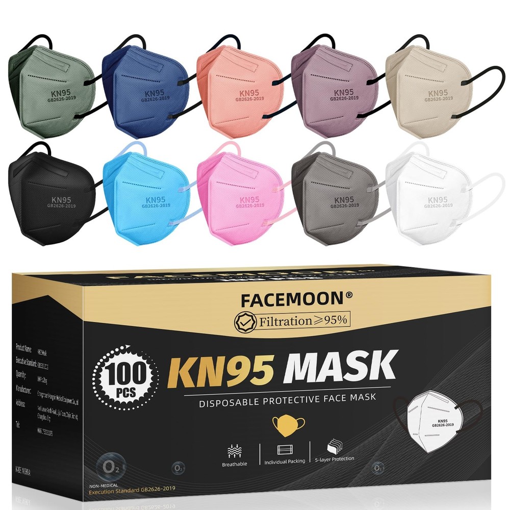 KN95 Face Masks Adults Disposable 100 Pack KN95 Masks Protective Comfortable…