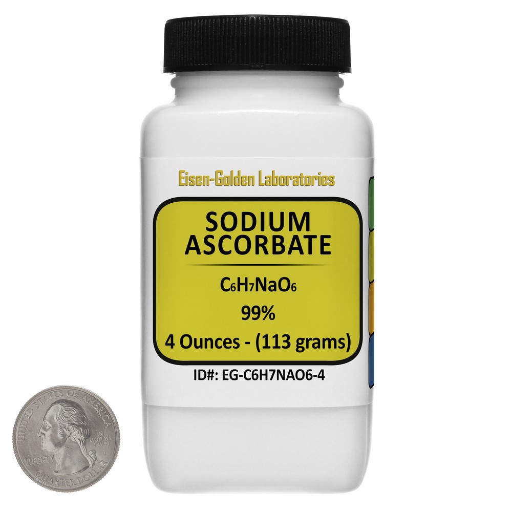 Sodium Ascorbate [C6H7NaO6] 99% USP Food Grade Powder 4 Oz in a Bottle USA