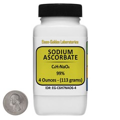 Sodium Ascorbate [C6H7NaO6] 99% USP Food Grade Powder 4 Oz in a Bottle USA