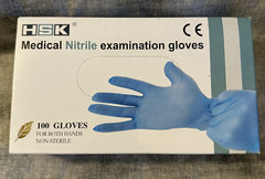 HSK 100 Count Blue Medical Nitrile Gloves Examination Powder Latex Free Large