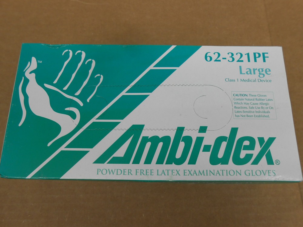 AMBI-DEX #62-321PF LARGE POWDER FREE LATEX EXAM GLOVES 100/PK