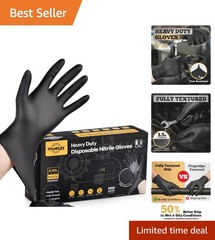 First Glove Black Industrial Disposable Nitrile Gloves 6 Mil Latex & Powder Free
