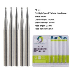 WAVE Dental FG Burs 19mm Friction Grip High Speed Carbide Round End Bur 1/4 6 8