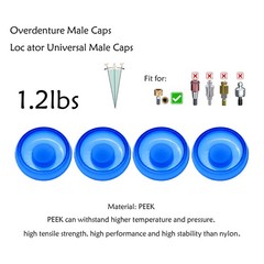 Universal Locator Processing Male Cap 4pcs/set PEEK Overdenture Retention Insert