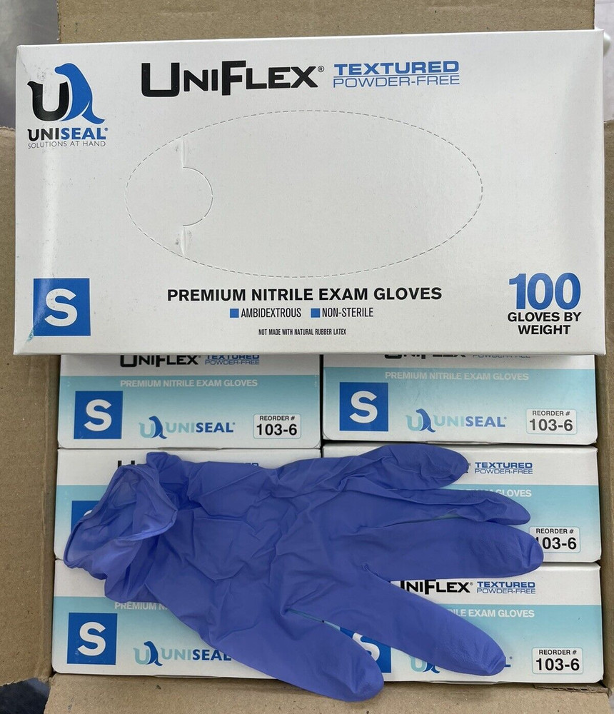 Uniseal UNIFLEX Premium Small Nitrile Exam Gloves Case/1000 Medical Dental 103-6
