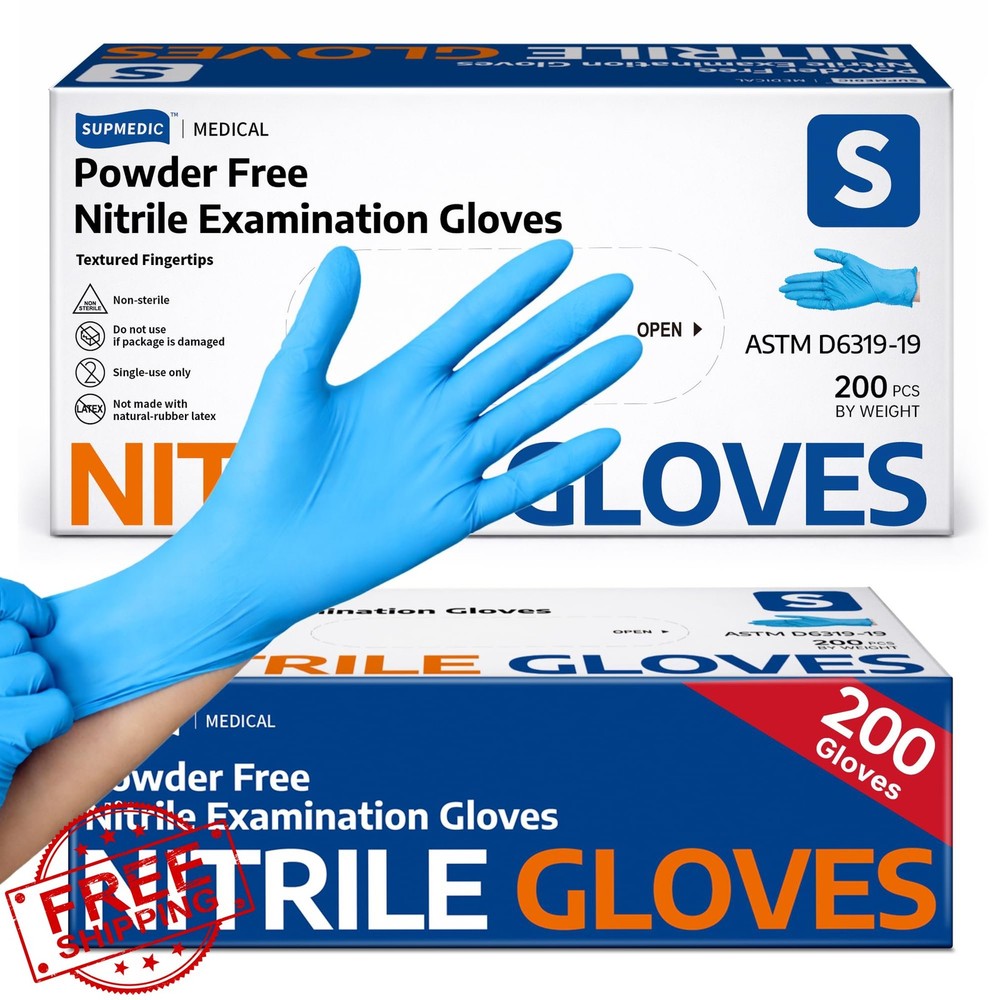 Supmedic Small Blue Nitrile Exam Gloves (200 Count)