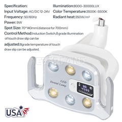 Dental 8W/9W 6 LED Shadowless Oral Lamp/3.5X Surgical Headband Binocular Loupes