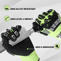 Work Gloves Men Women, A5 Cut Resistant Gloves, Impact Gloves, Heavy Duty Wor…