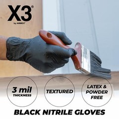 1000 Pack Black Nitrile Protective Gloves Industrial Grade Latex Free 3 Mil