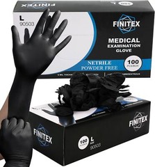 FINITEX Large Pack of 100 Black Nitrile Disposable Medical Gloves 6 mil
