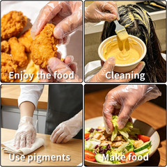 100 Pack Disposable Plastic Food Handling Gloves, Clear Service Gloves for Clean