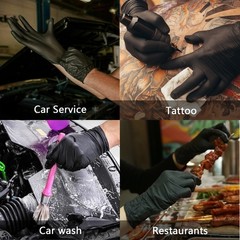 300 Pcs Black Nitrile Gloves 5.5 Mil Heavy Duty Latex Free Disposable Work Pack