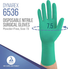 6536-BX Sterile Nitrile Surgical Gloves, Powder-Free and Puncture White, 7.5