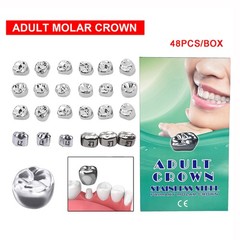 Dental Stainless Steel Adult Permanent Molar Teeth Crown All Sizes Kit & Refills
