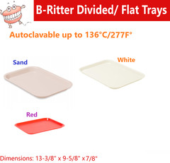 DENTAL FLAT TRAY SIZE B (RITTER) Set Up DIVIDED or F MINI, Autoclavable to 275F