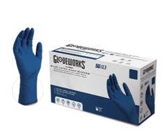 Gloveworks Blue Latex PF Exam Gloves – 13 mil – Case of 500