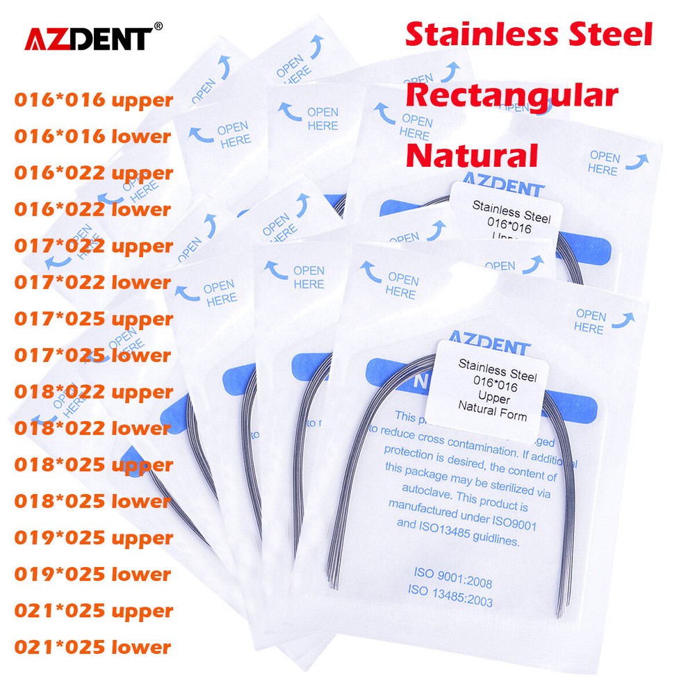 10pcs/pack AZDENT Dental Orthodontic Stainless steel Arch Wire Rectangular
