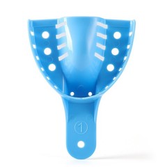 AZDENT Dental Impression Trays Perforated Plastic Disposable 12 Trays/Bag Blue
