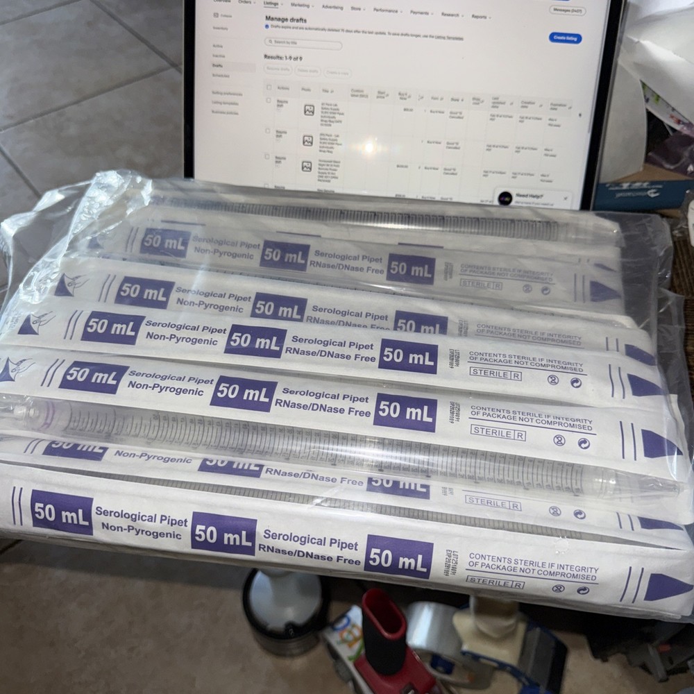 60 Pack Lab Safety Supply 11L810 50Ml Pipet, Individually Wrap/Bag DATE 01/2028