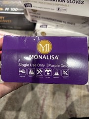 MonaLisa Exam Gloves Medium 100 Count Box Non Sterile Gloves Purple Disposable