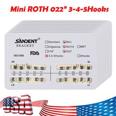 10 Packs Dental Orthodontic Braces Brackets Mini Roth 022″Slot w/ 3 4 5 Hooks