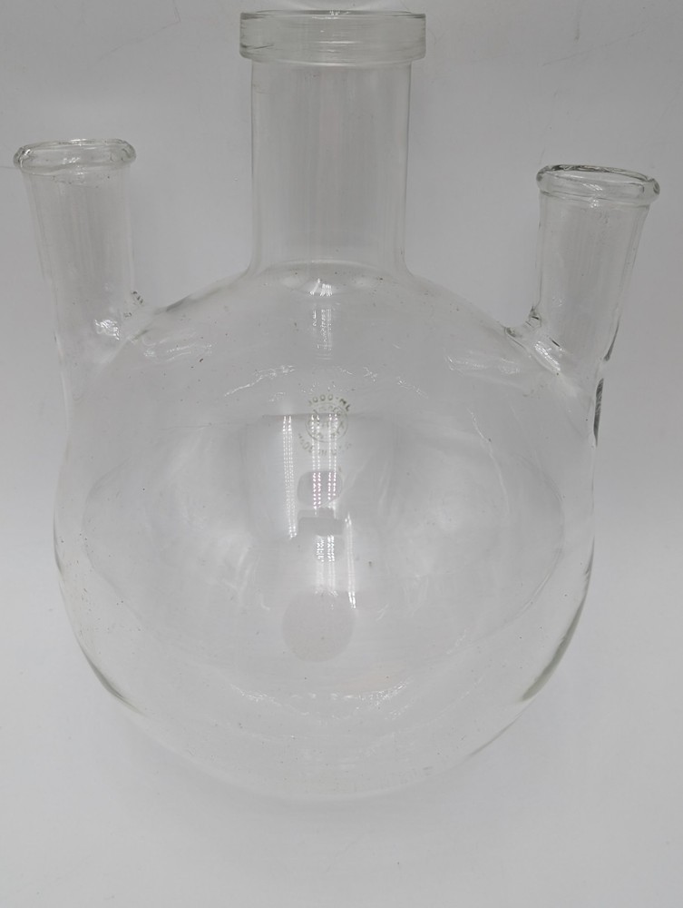 Pyrex Glass 3000mL 3-Neck Vertical Round Bottom Flask Clear-JNT Tooled Neck USA