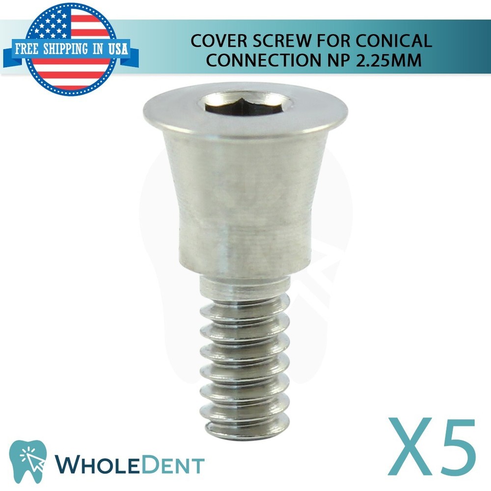 5x Dental Titanium Cover Screw Narrow Platform Conical Connection Hex 2.25mm NP