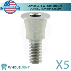 5x Dental Titanium Cover Screw Narrow Platform Conical Connection Hex 2.25mm NP