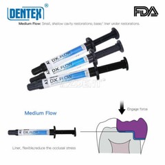 DENTEX Dental Flowable Light Cure Hybrid Composite Resin Medium Flow A1 3g/Kit