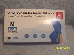 5 Boxes Schneider Vinyl Synthetic Exam Gloves Size Medium Blue 100 Per Box